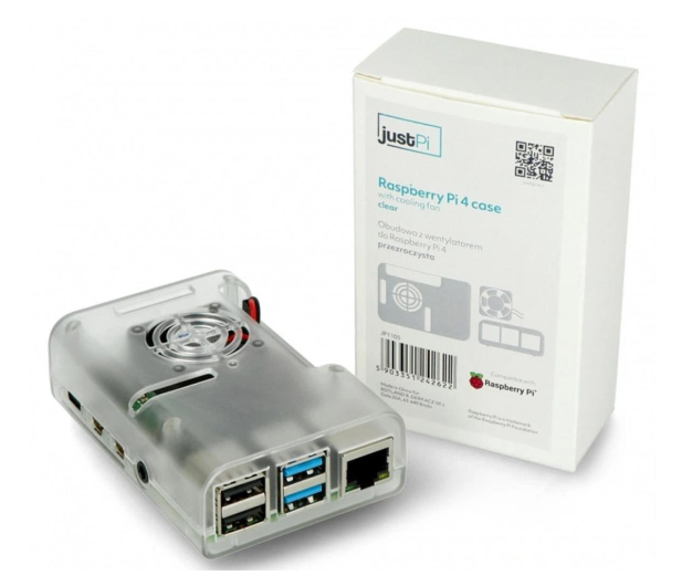 Raspberry Pi Obudowa justPi do RPi 4B z went. przezroczysta - 635258 - zdjęcie